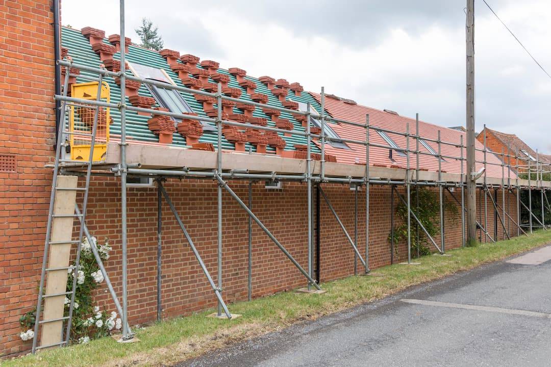 Scaffolding Up To Change The Roof Tiles